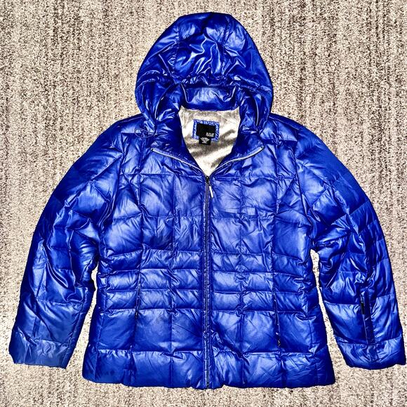 A.N.A Women's Fleece Fur Lined Down Full Zip Puffer Hooded Jacket in Blue - Picture 5 of 14